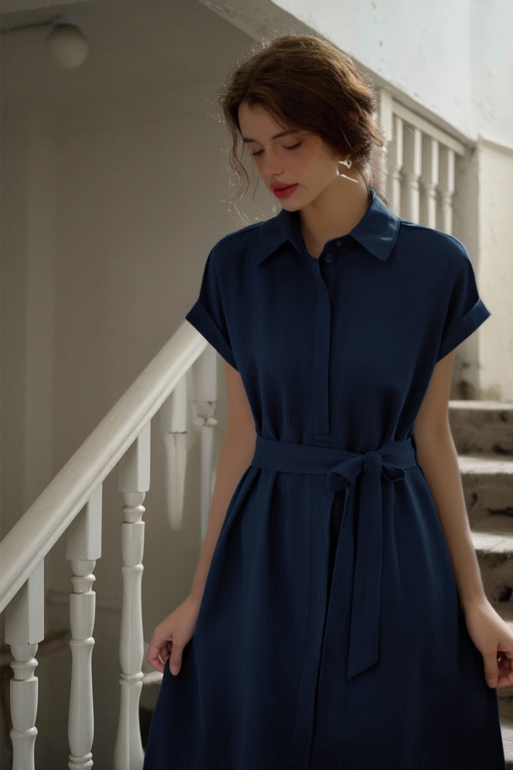 Lapel Shirt Dress