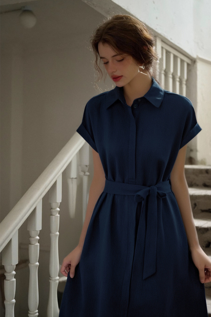 Lapel Shirt Dress