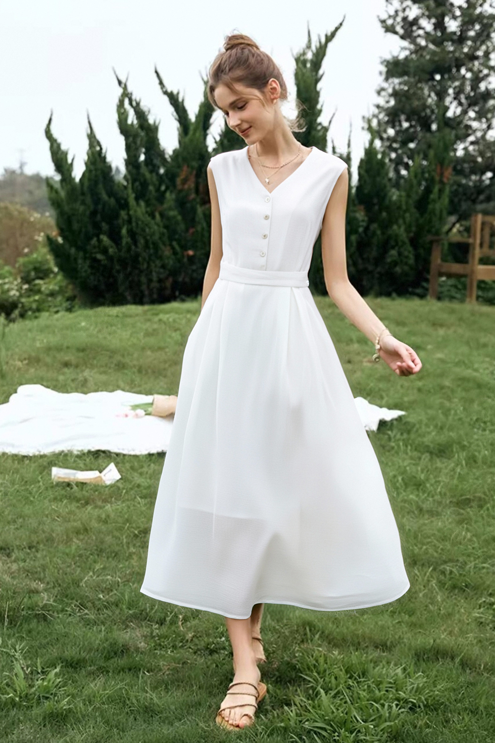 Elegant V-Neck Straight Dress