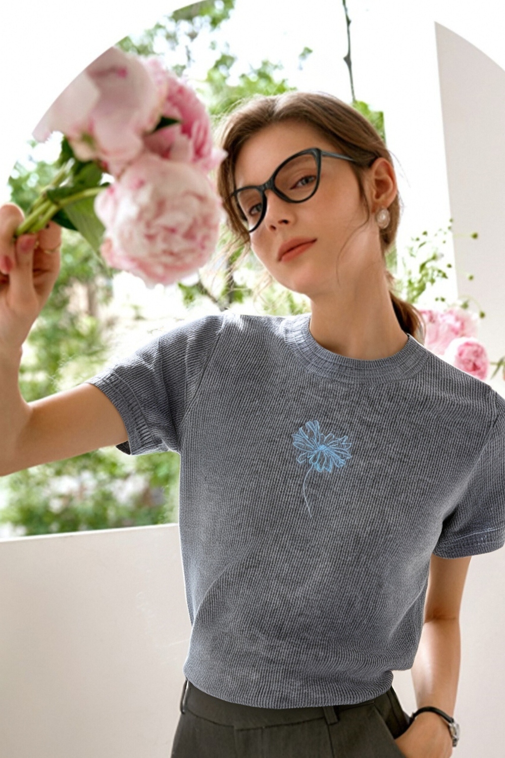 Flower Embroidered Loose Sweater