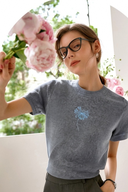 Flower Embroidered Loose Sweater