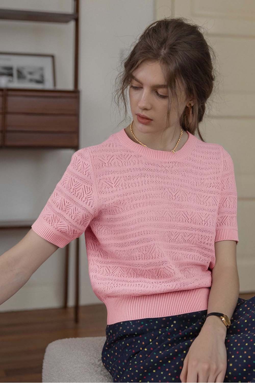 Openwork Striped Sweater