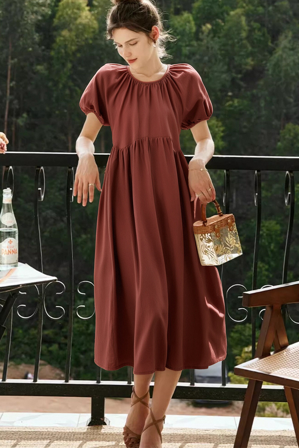 100% Cotton Loose Round Neck Dress