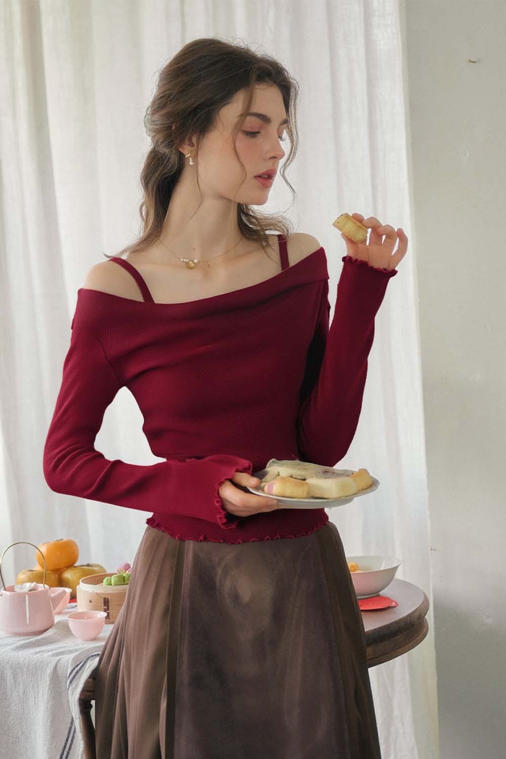 Swing Collar Fake Two-Piece Sweater