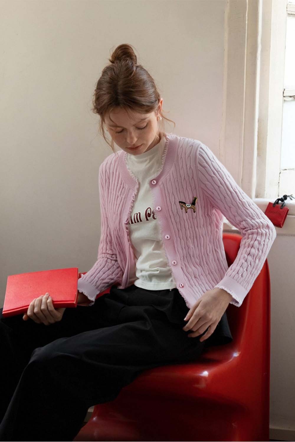 Pony Embroidered Knitted Cardigan