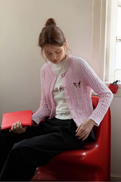 Pony Embroidered Knitted Cardigan