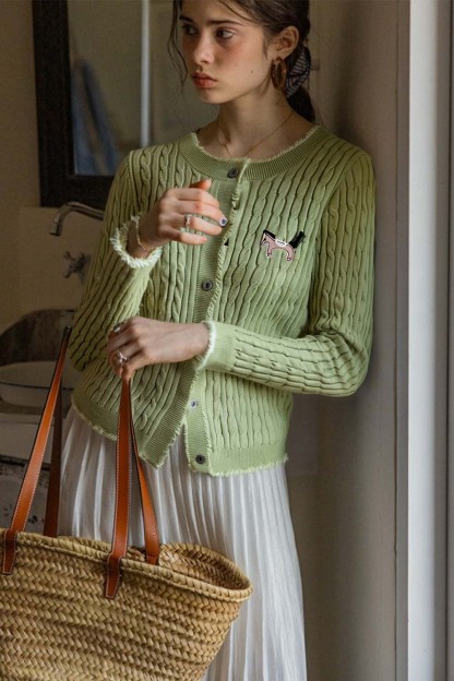 Pony Embroidered Knitted Cardigan