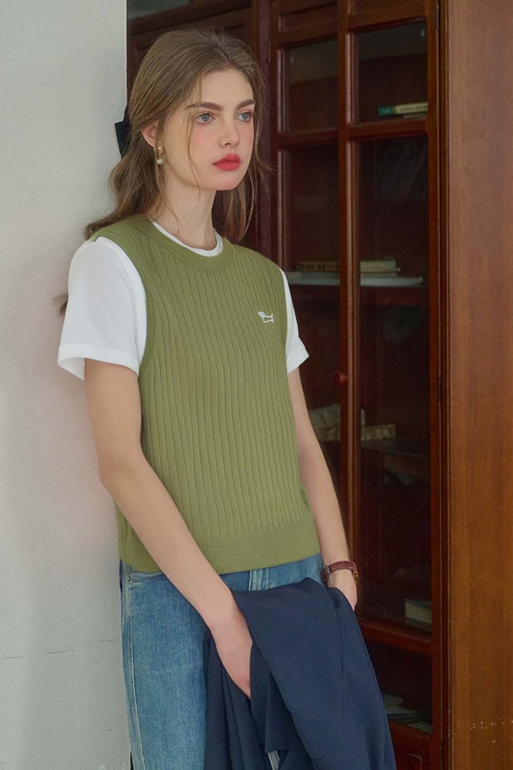 Wool Blend Fake Two-Piece Sweater