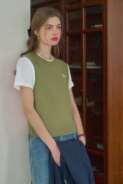 Wool Blend Fake Two-Piece Sweater