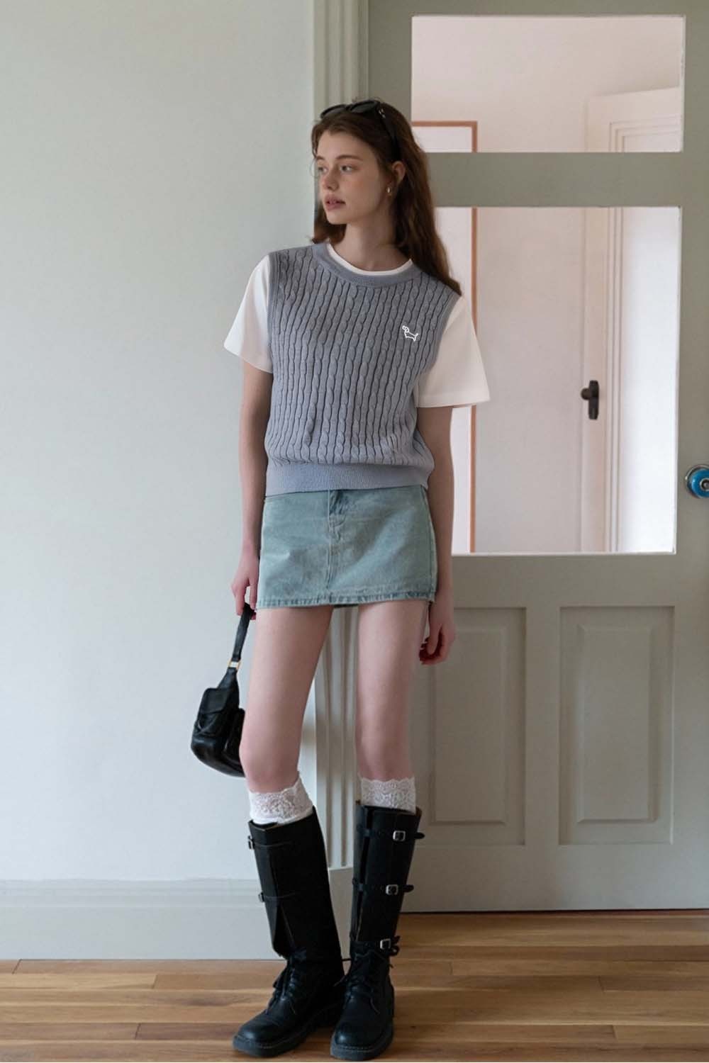 Wool Blend Fake Two-Piece Sweater
