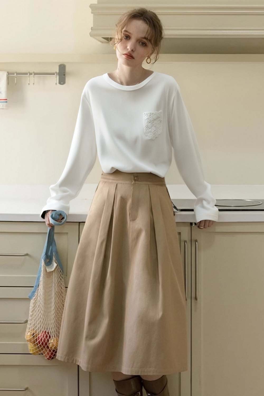 Lace Patch Pocket T-Shirt