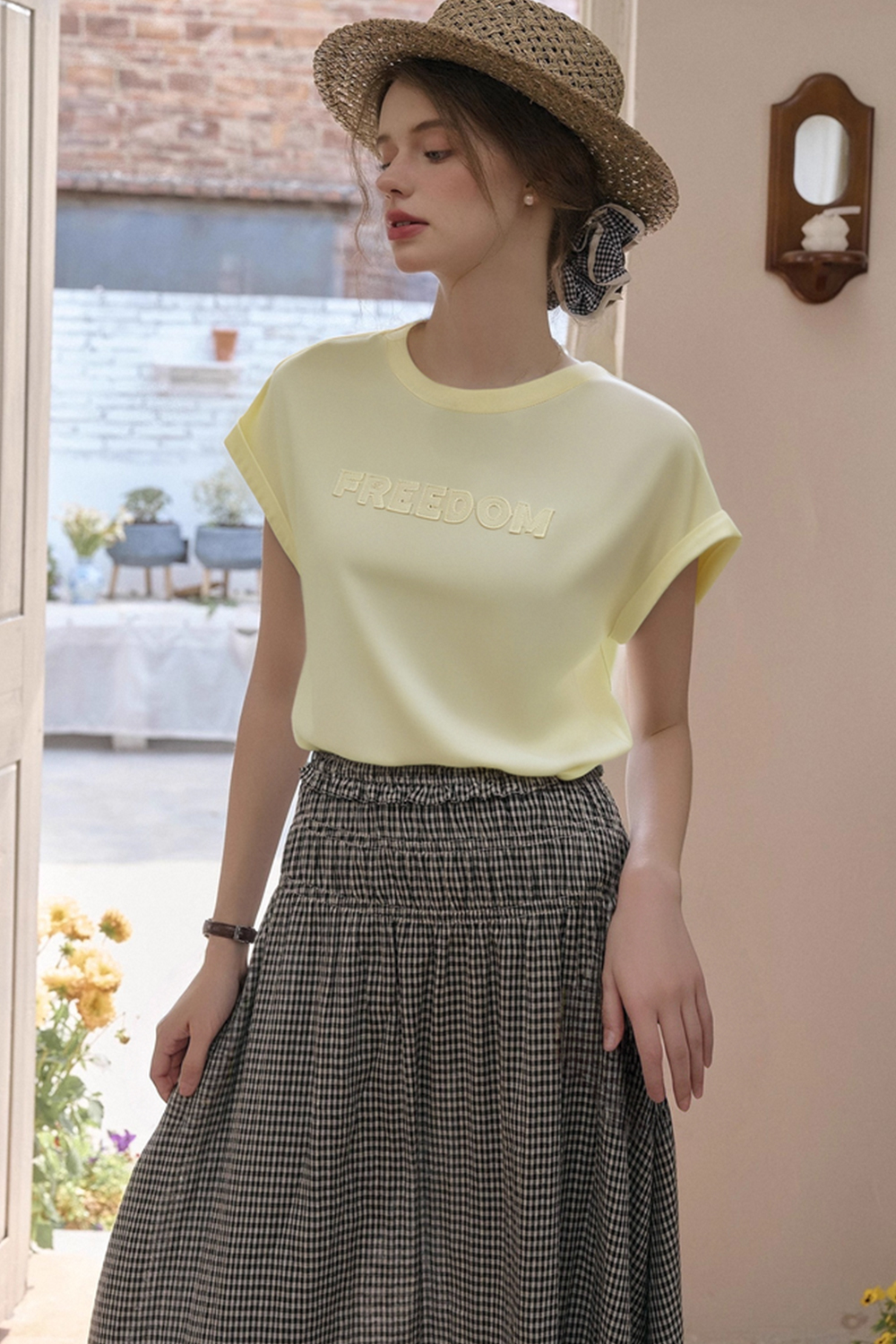 Cotton Folded Sleeve T-Shirt