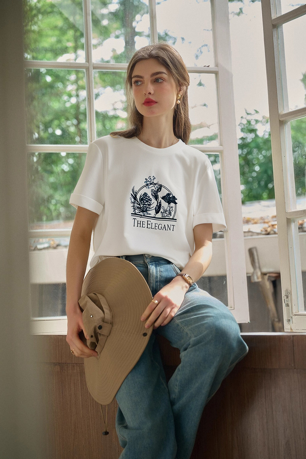 Cotton Printed Straight T-Shirt