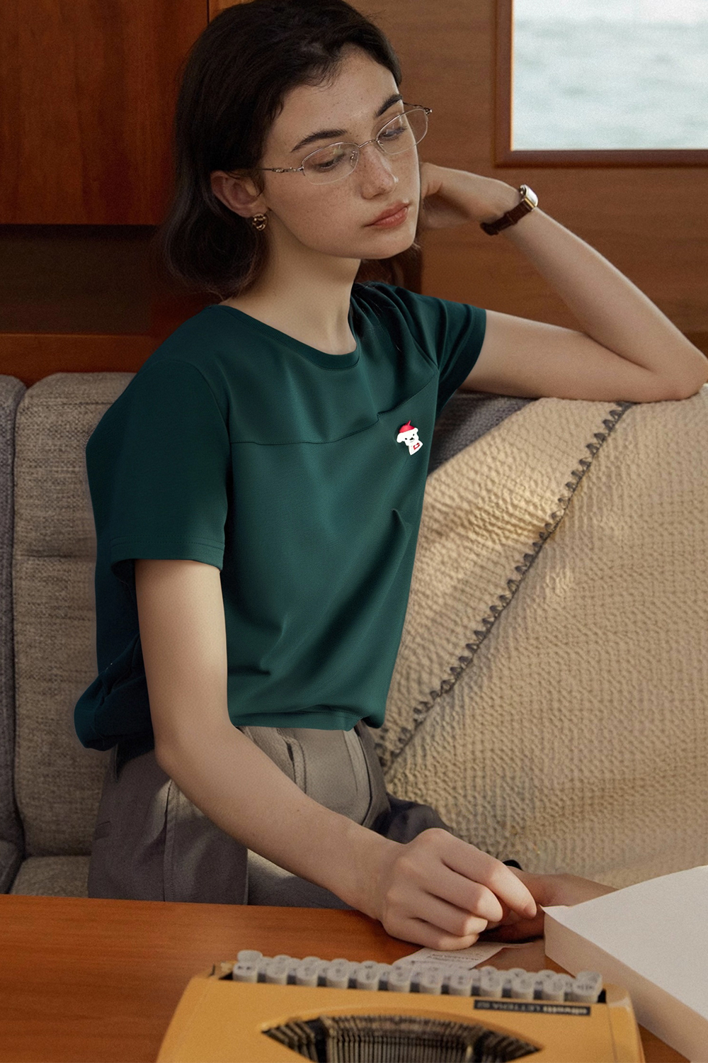 Animal Embroidery Straight T-Shirt