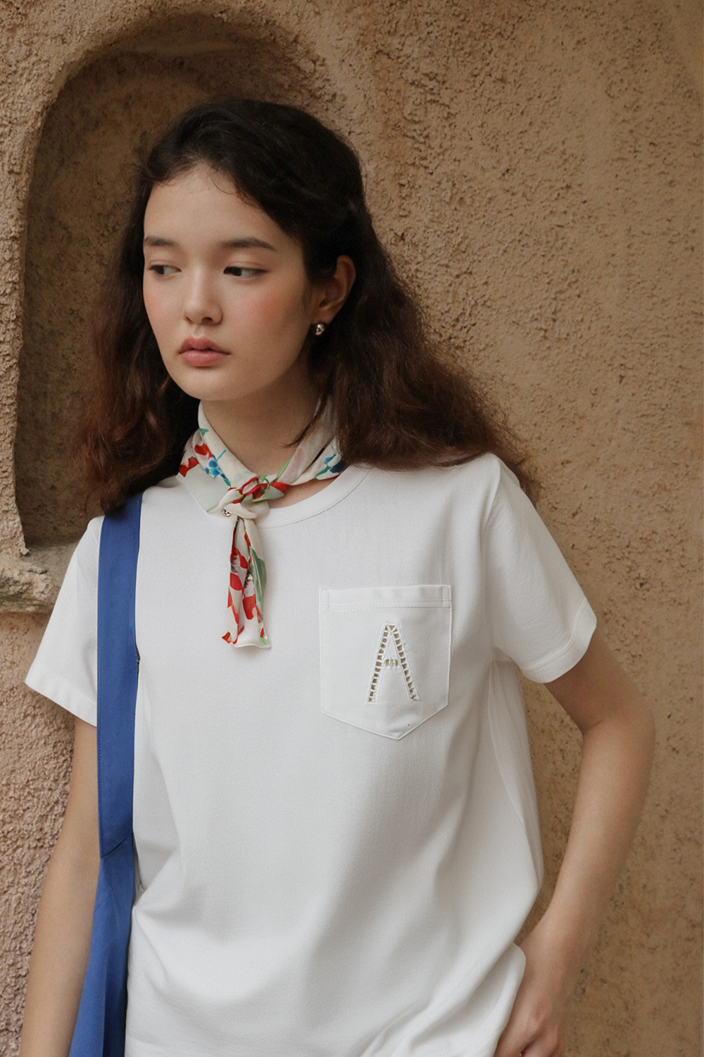 Hollow A Letter Embroidered T-Shirt