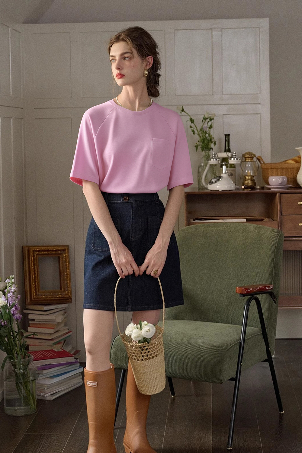 Patch Pocket Decoration Loose T-Shirt
