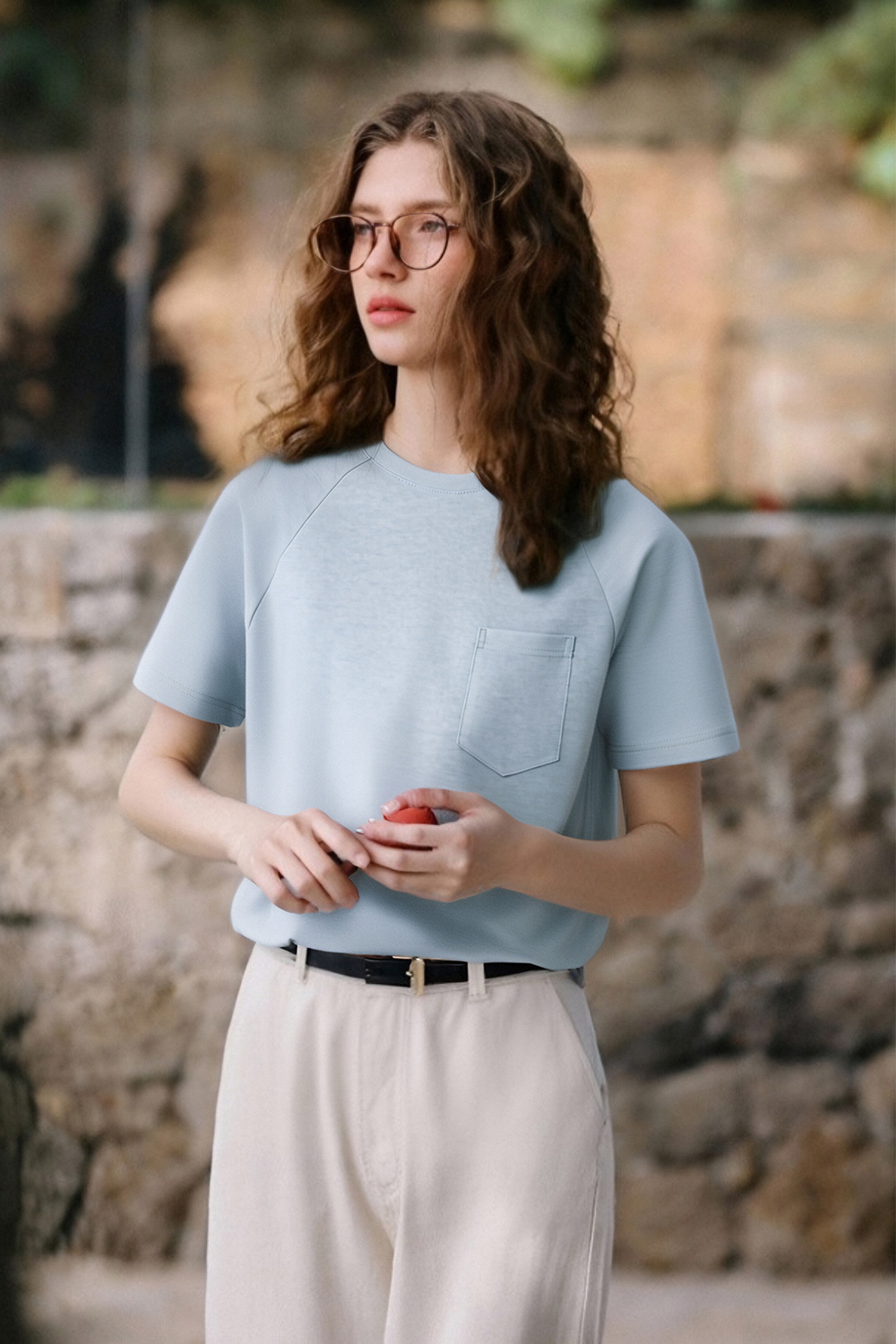 Patch Pocket Decoration Loose T-Shirt