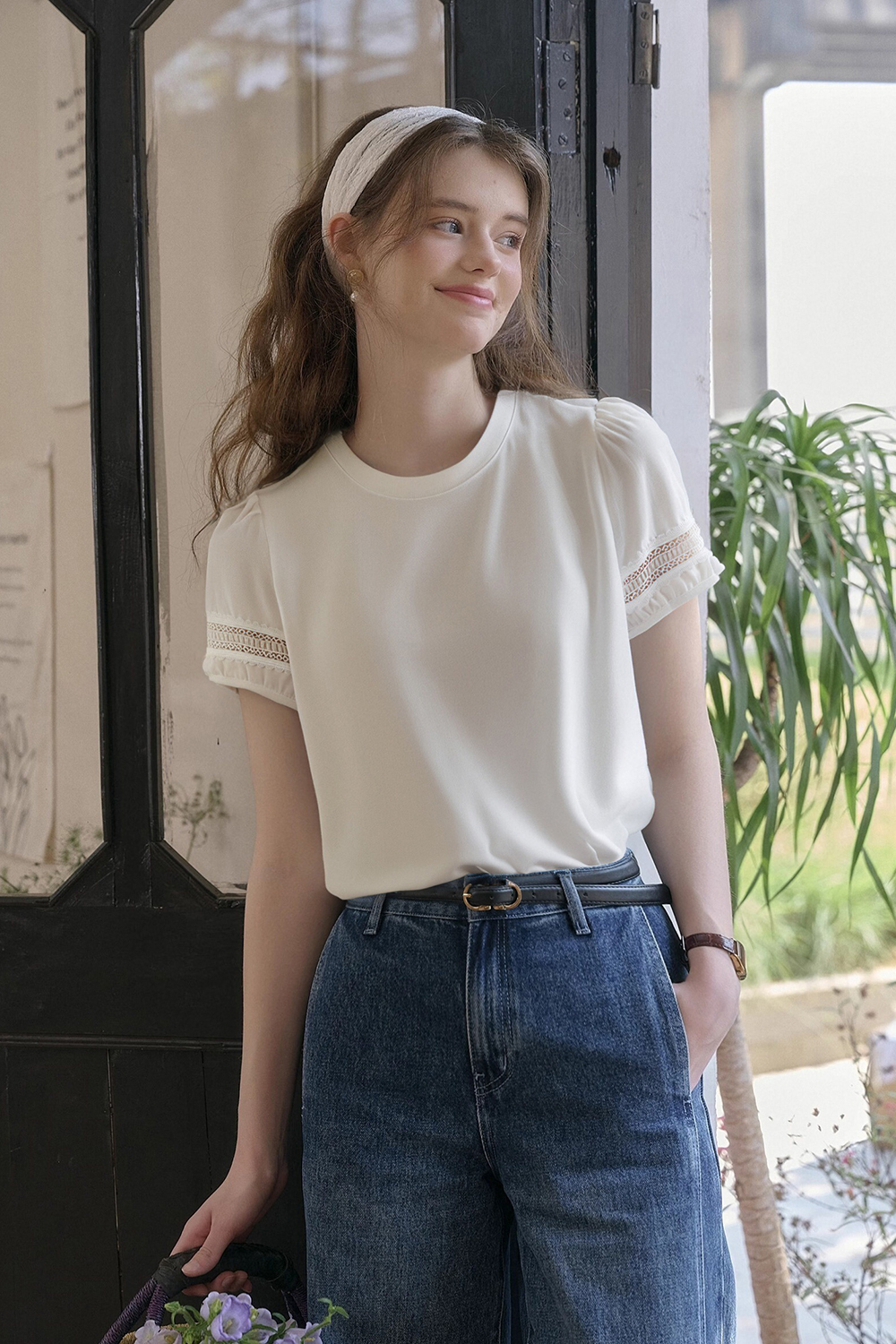 Hollow Stitching Lace T-Shirt