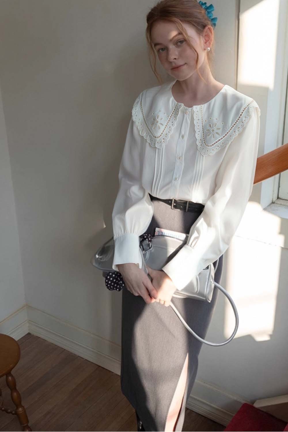 Cotton Lace Baby Collar Shirt