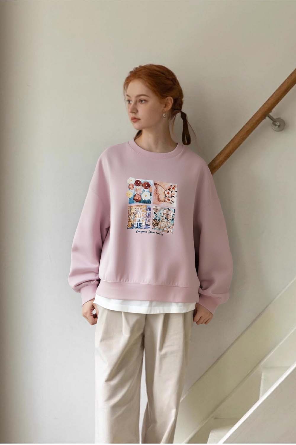 Art Print Crew Neck Sweatshirt