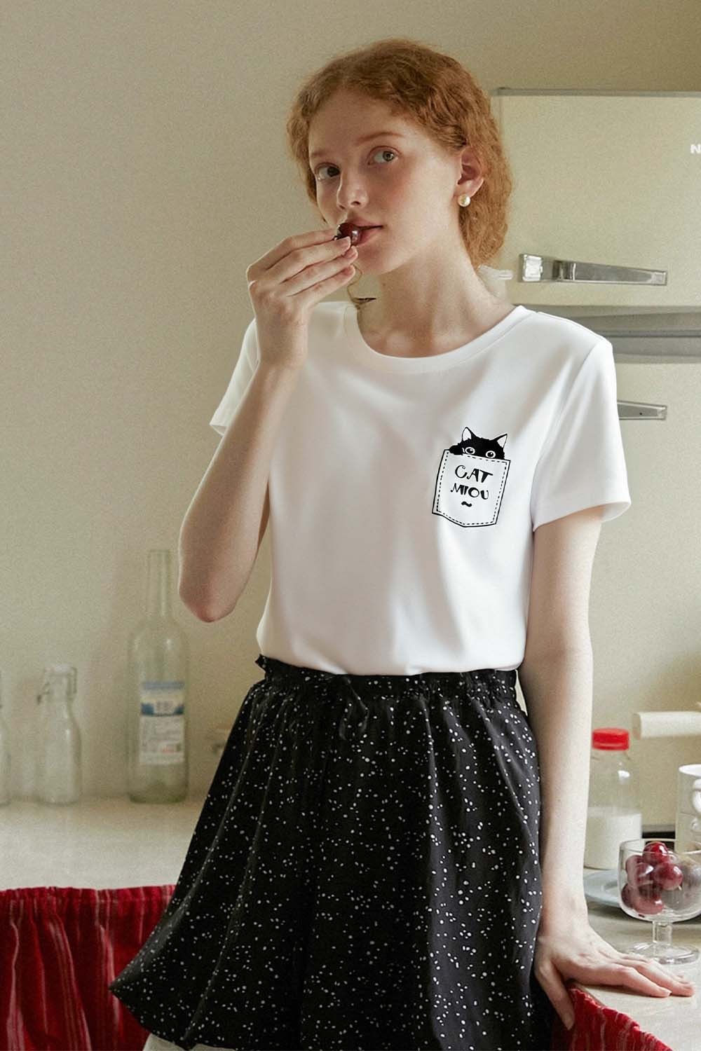Cotton Pocket Cat T-Shirt