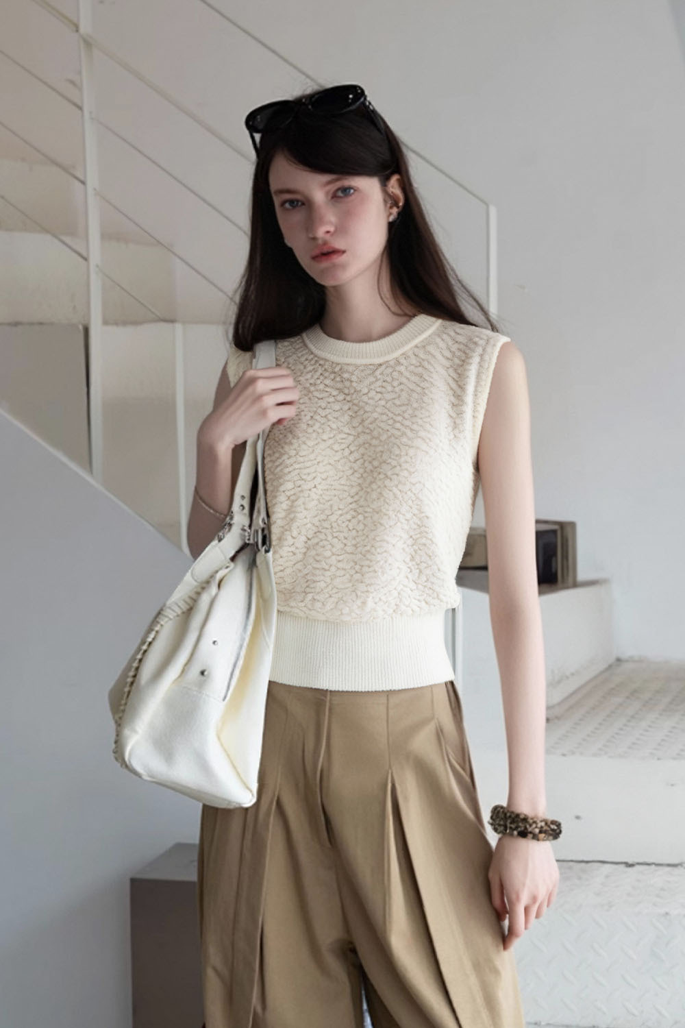 Textured Sleeveless Sweater