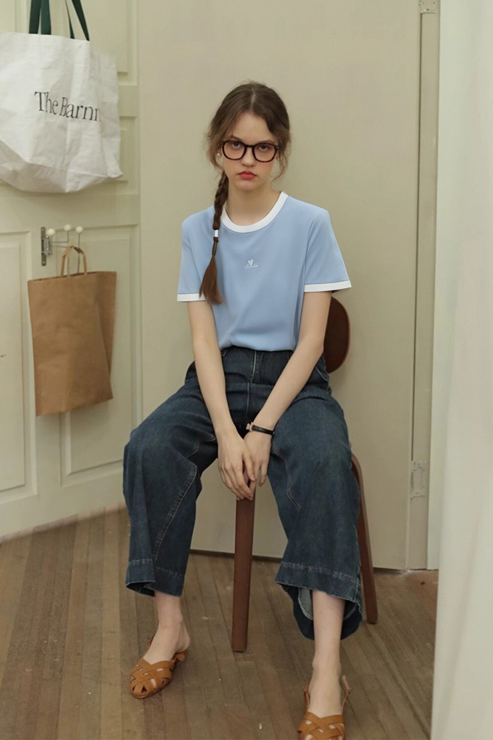Cotton Blend Straight T-Shirt