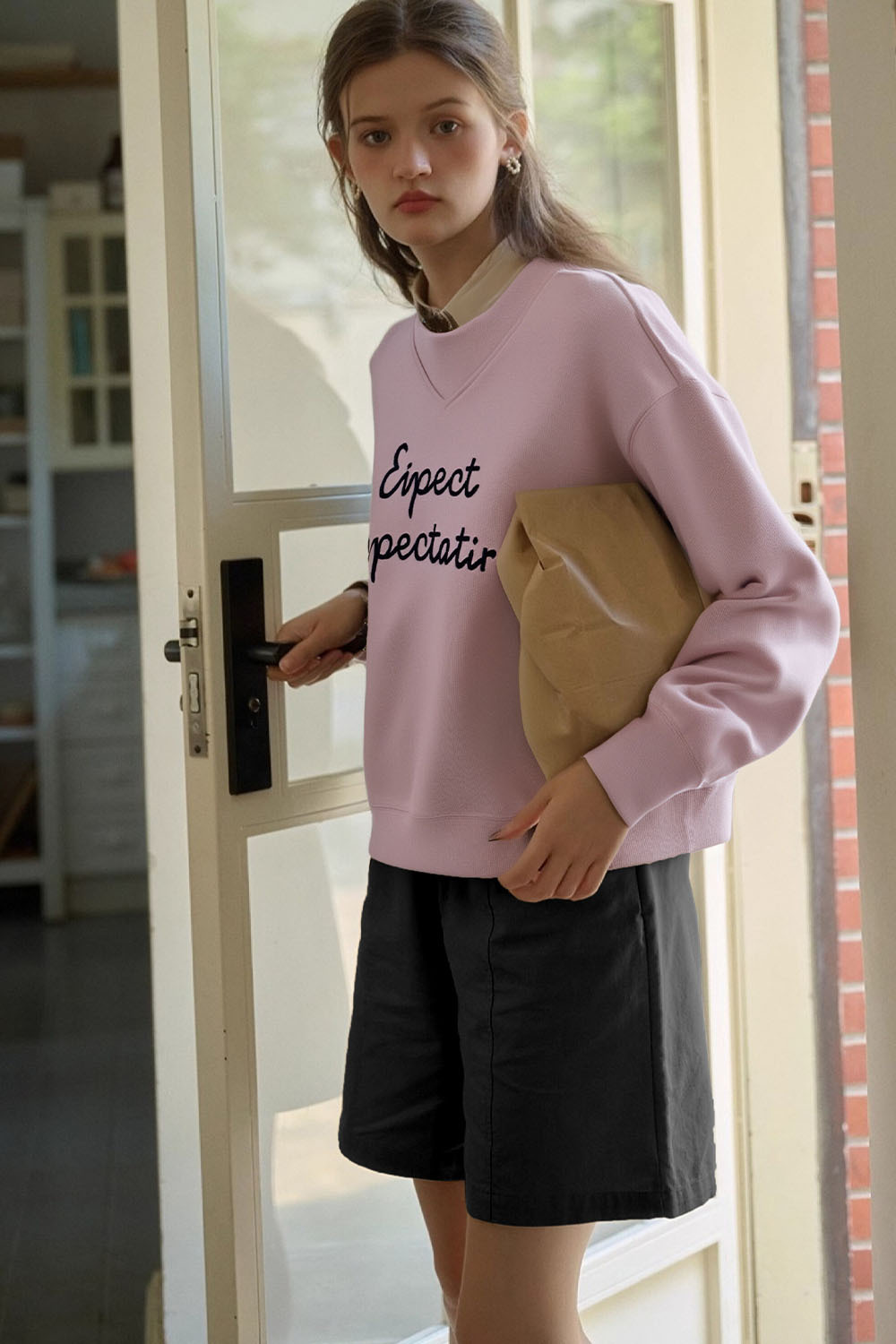 Simple Style Letter Embroidered Sweatshirt