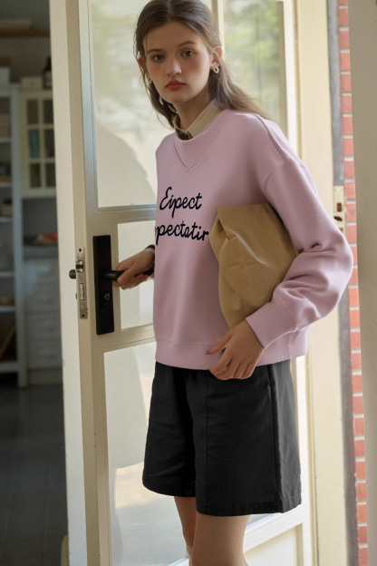 Simple Style Letter Embroidered Sweatshirt