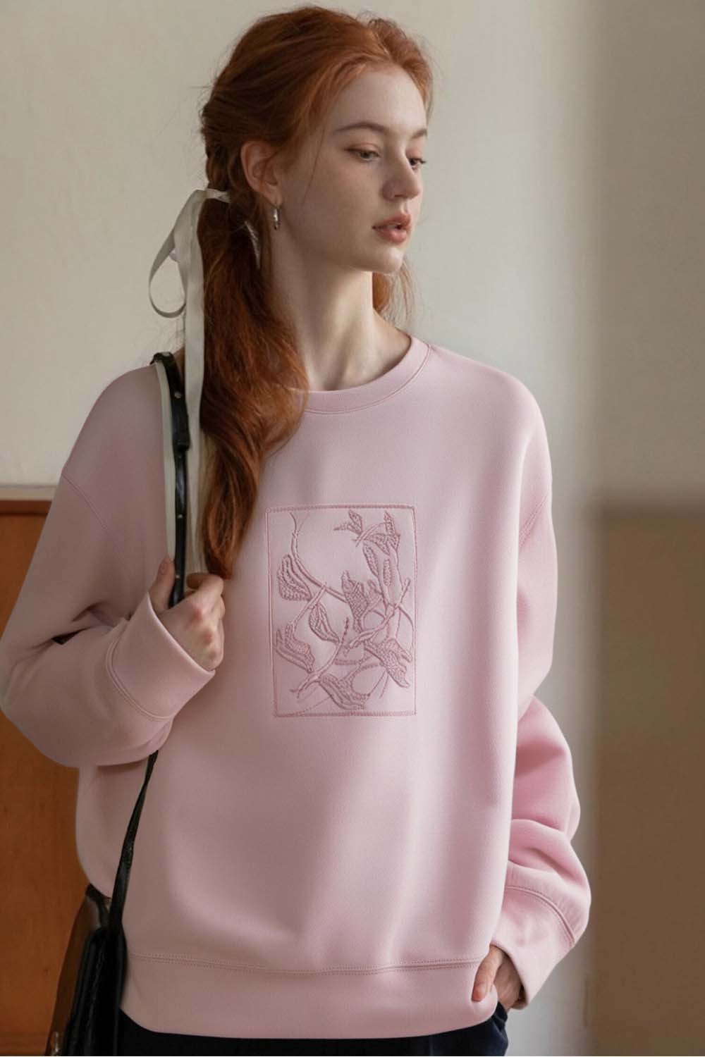 Pink Embroidered Sweatshirt