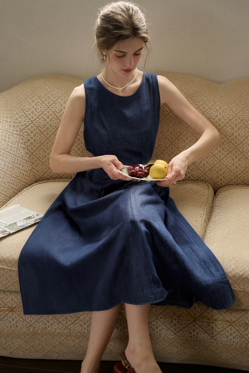 Cotton And Linen Blend Denim Dress