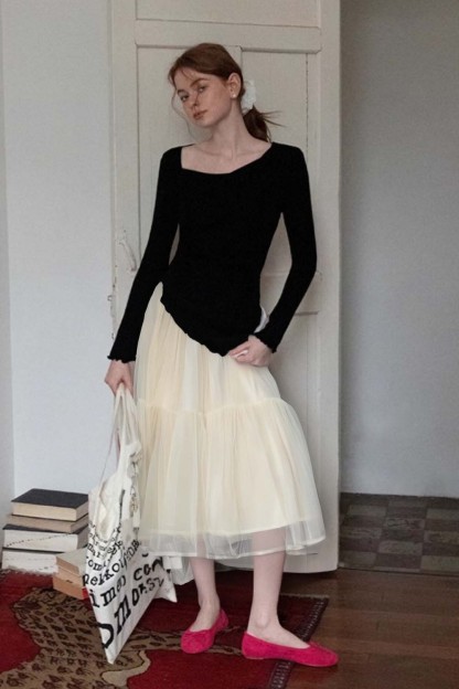 Double-Layered Mesh Puffy Skirt