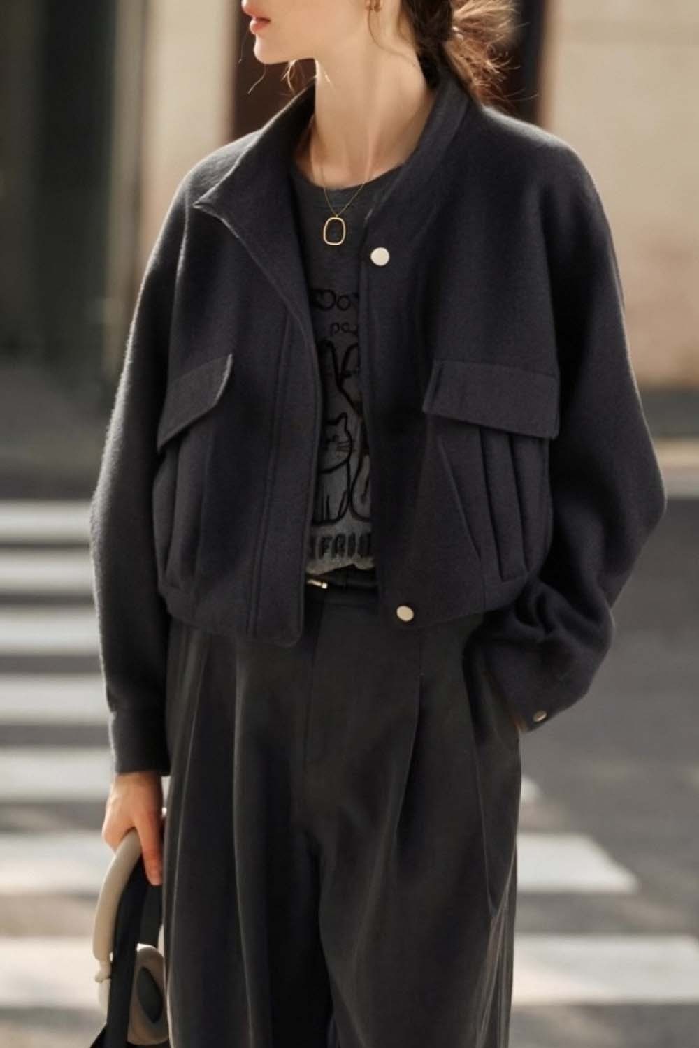 Workwear Style Short Lapel Jacket