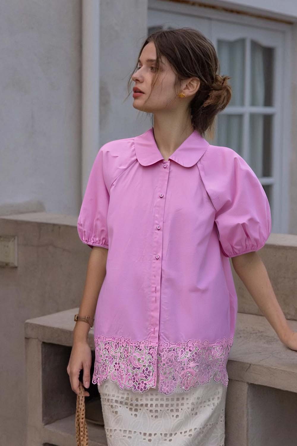 Lace Hem Casual Shirt