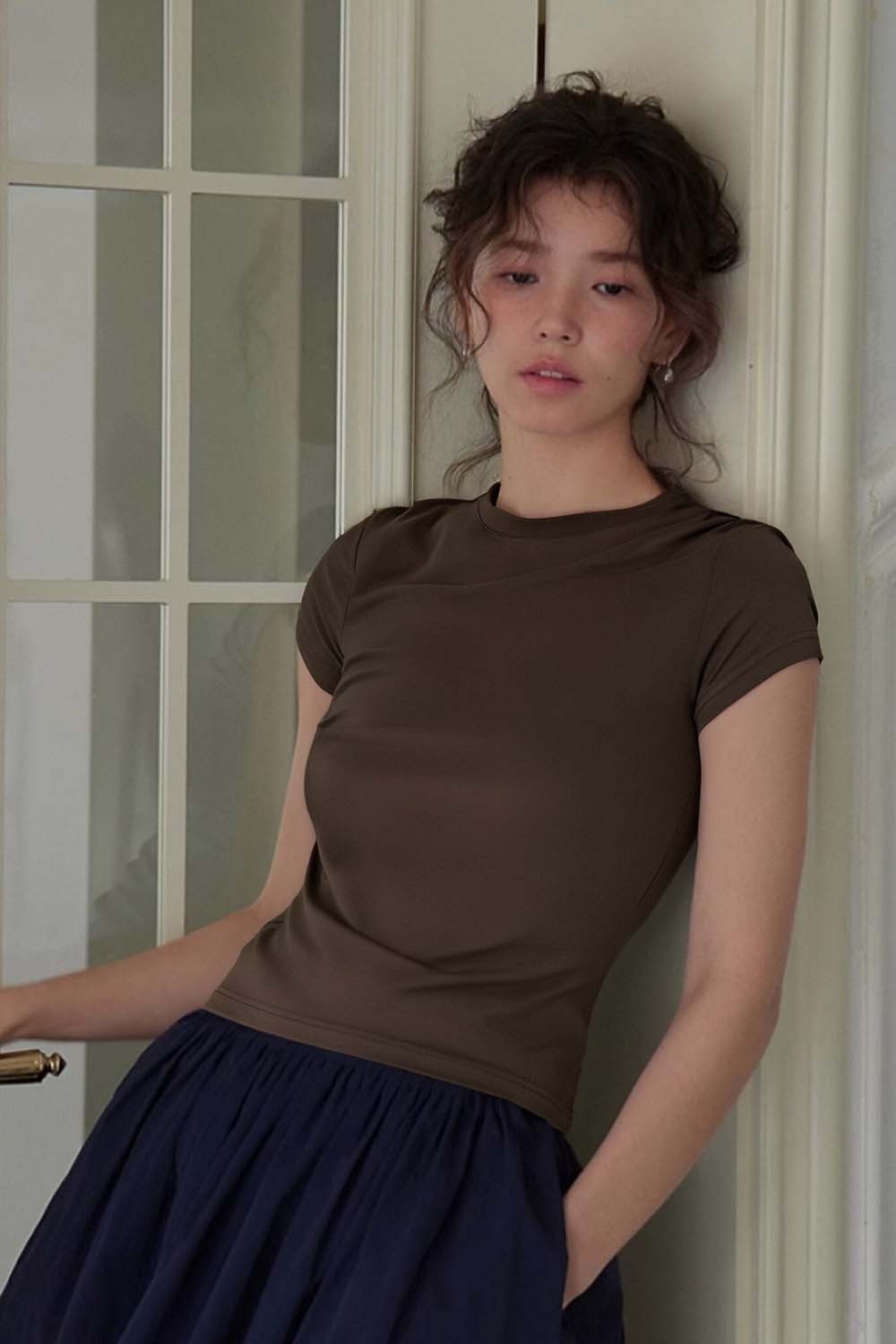 Pleated Long - sleeved T-shirt