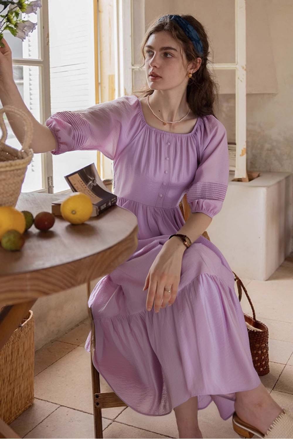 Elegant Square Neck Dress
