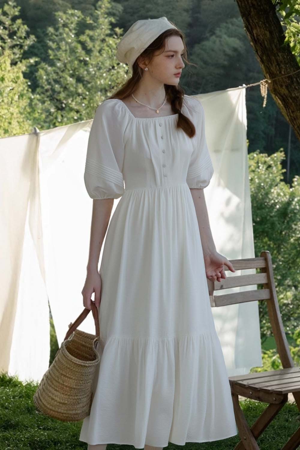 Elegant Square Neck Dress