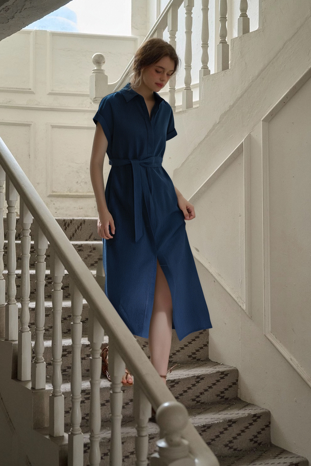 Lapel Shirt Dress