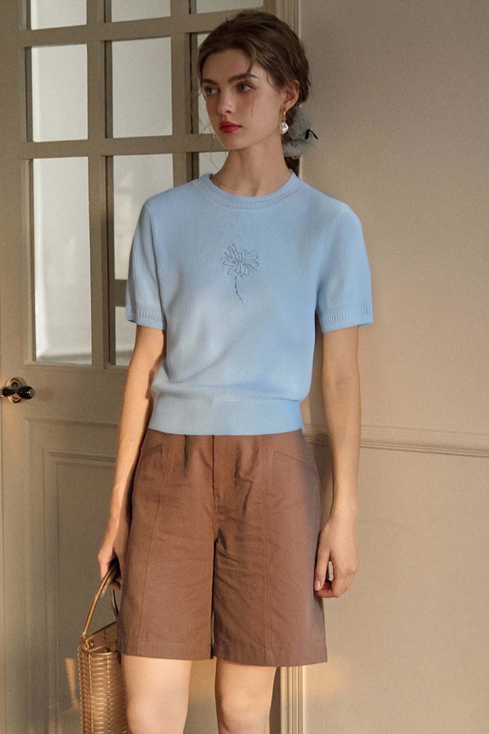 Flower Embroidered Loose Sweater