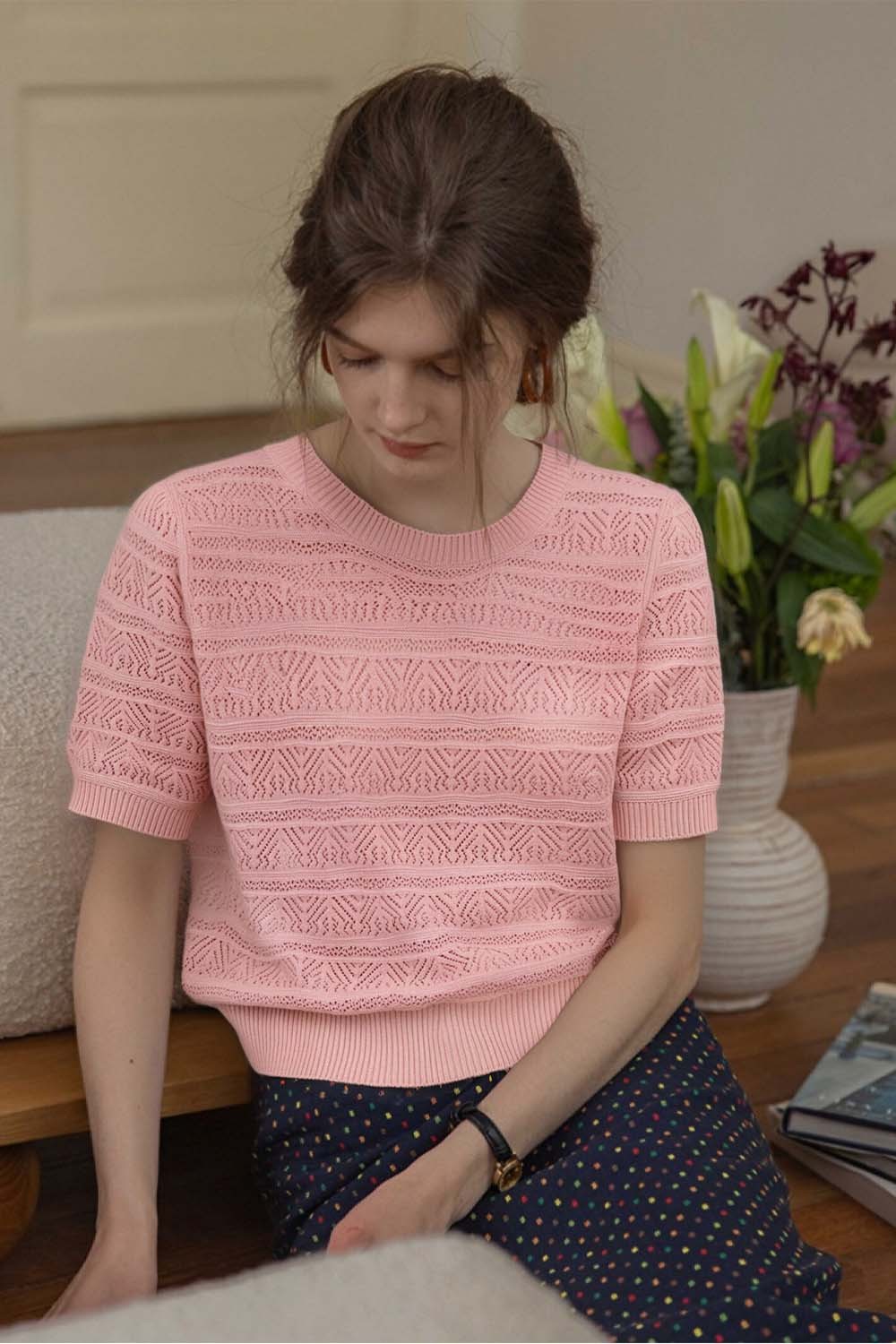 Openwork Striped Sweater