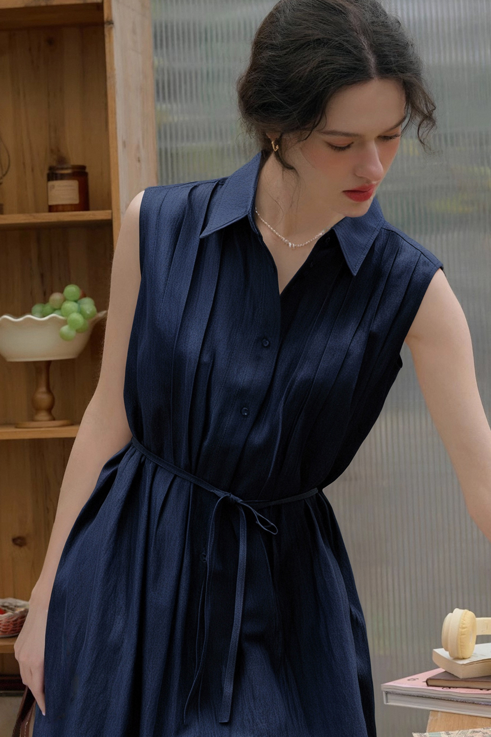 Solid Color Sleeveless A-Line Dress