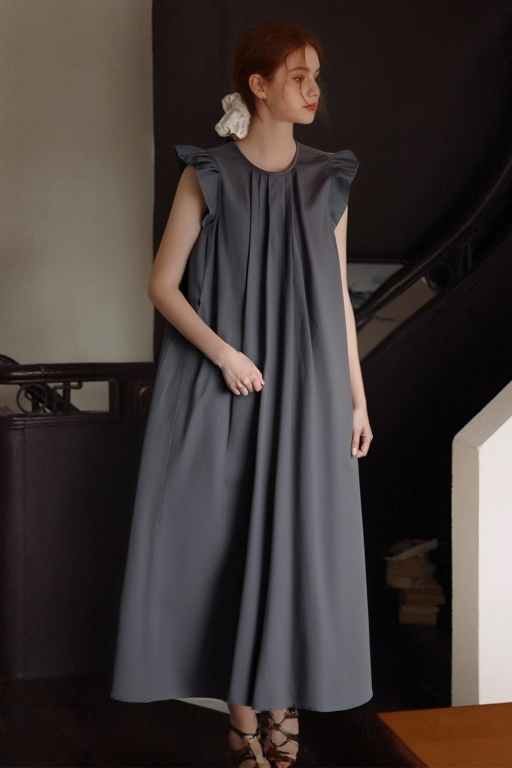 100% Cotton Loose Pleated Dress