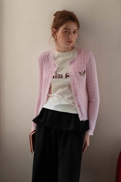 Pony Embroidered Knitted Cardigan