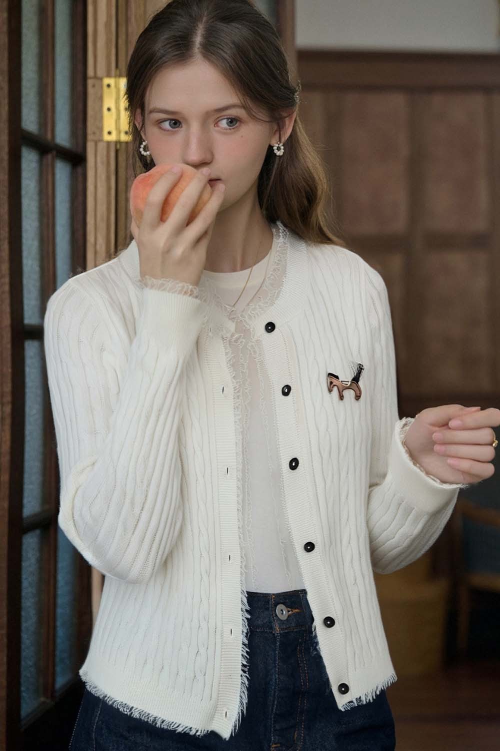 Pony Embroidered Knitted Cardigan