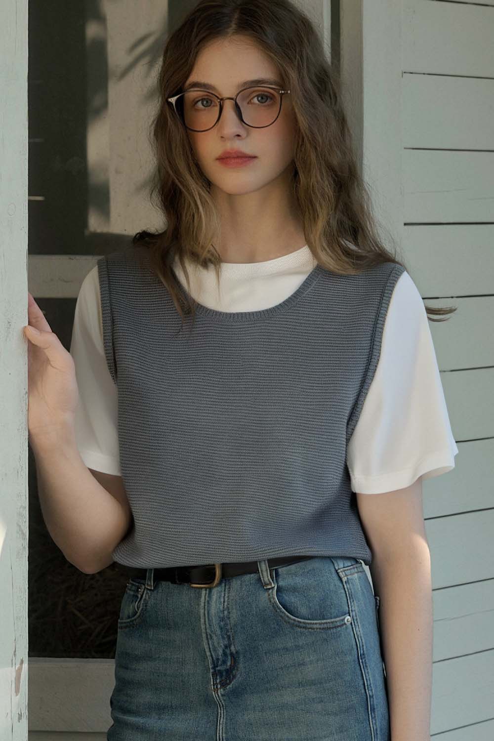 Simple Knit Overlay Top