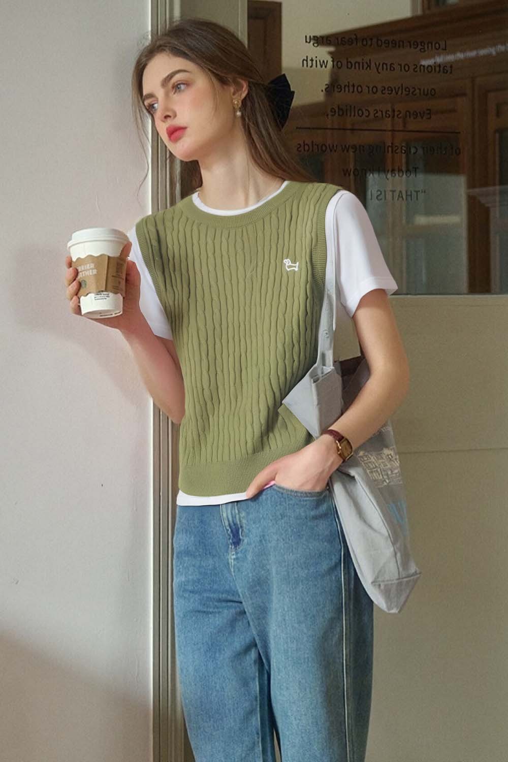 Wool Blend Fake Two-Piece Sweater
