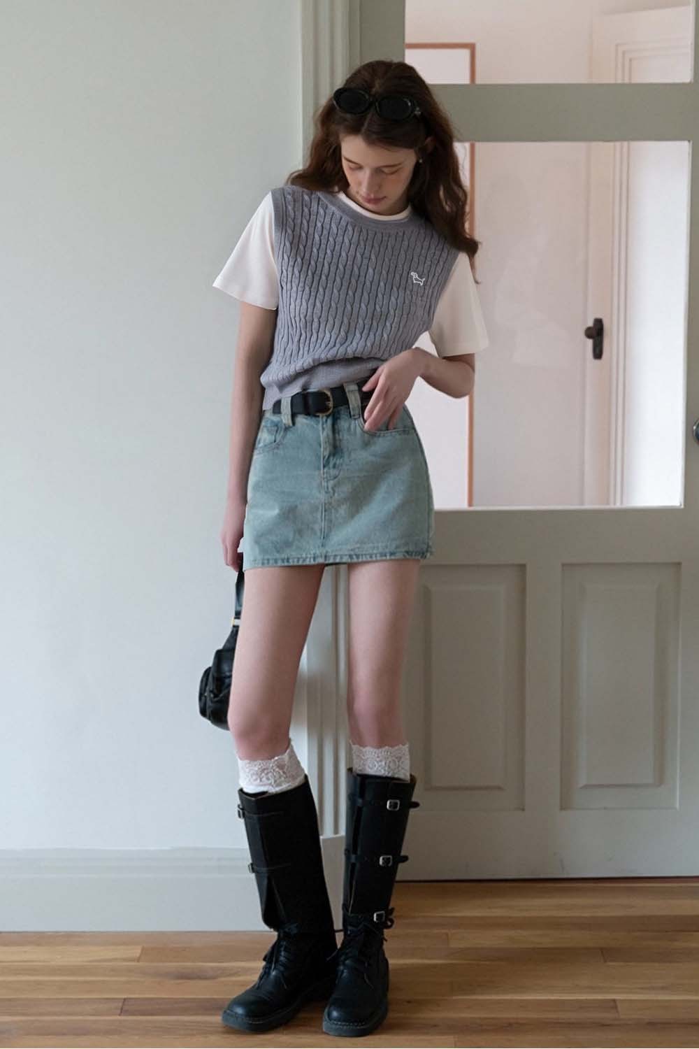 Wool Blend Fake Two-Piece Sweater
