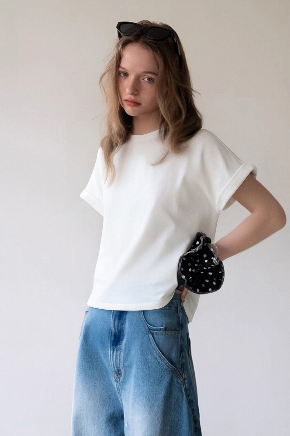 Round Neck Solid Color T-Shirt