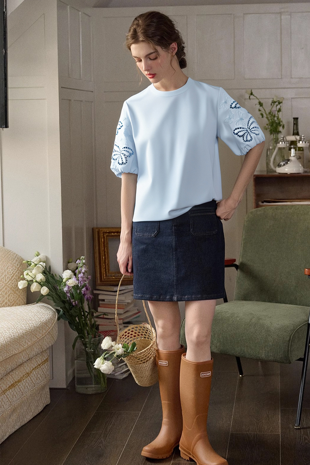 Butterfly Hollow Sleeve T-Shirt