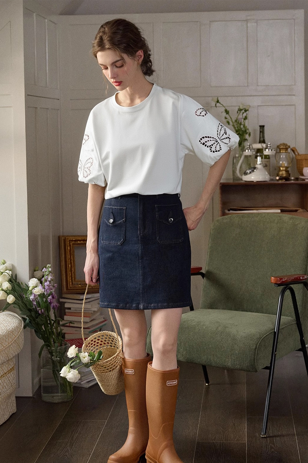 Butterfly Hollow Sleeve T-Shirt